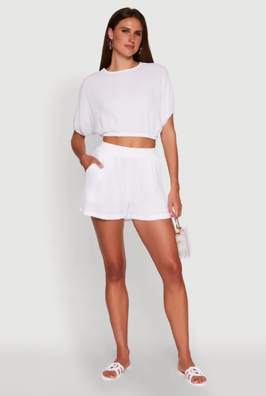 Trendy Gauze Knit High Waisted Shorts sold by Rainbow