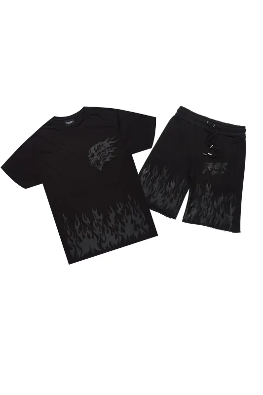 Bubble Black T-Shirt/Raw Edge Short Set sold by Rockstar Original