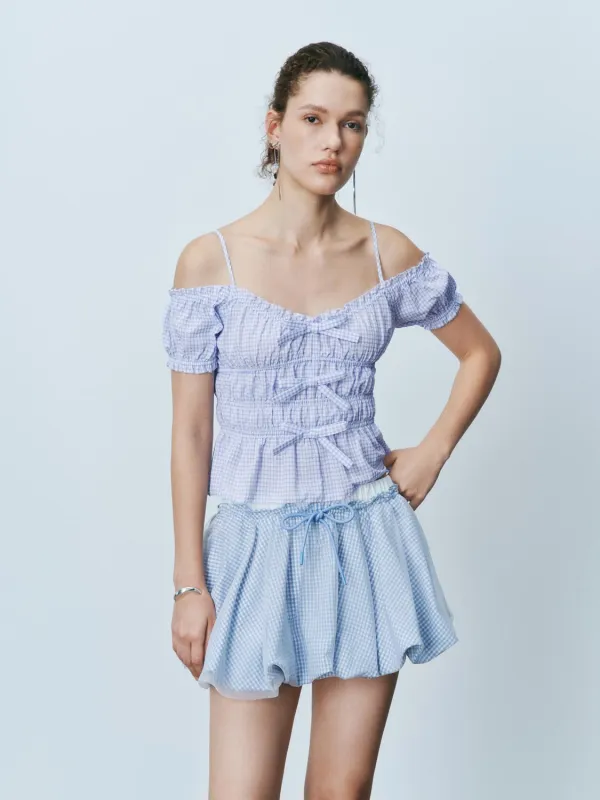 Off Shoulder Plaid Blouses sold by Urban Revivo