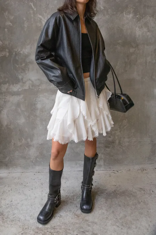 LACE RUFFLE MINI SKIRT sold by OAK AND FORT