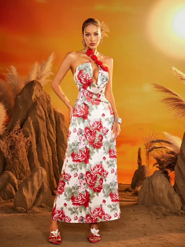 Daelira Halterneck Floral Maxi Dress sold by Mew Mews