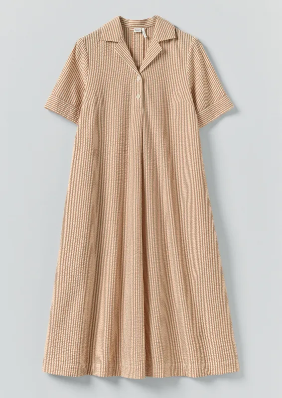 Seersucker Cotton Swing Dress | Terracotta/Ecru sold by TOAST