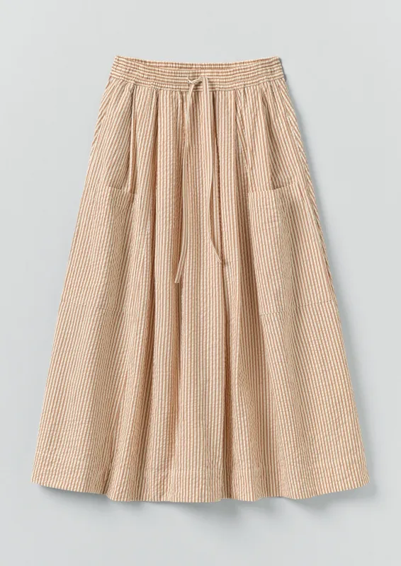 Stripe Cotton Seersucker Patch Pocket Skirt | Terracotta/Ecru sold by TOAST