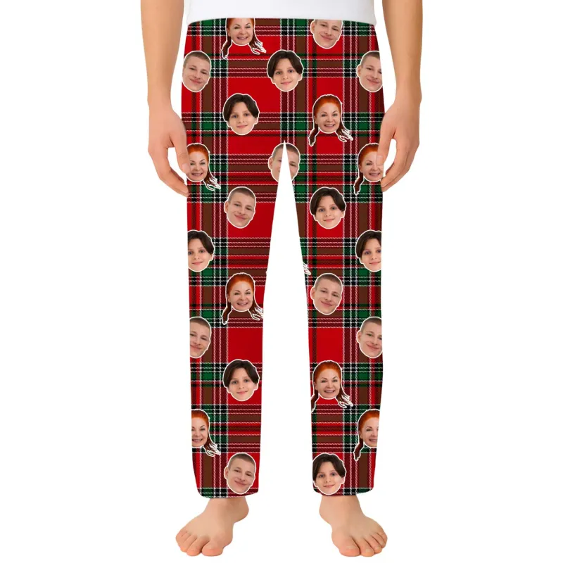 Men's Red Tartan Personalised PJ Bottoms sold by Super Socks