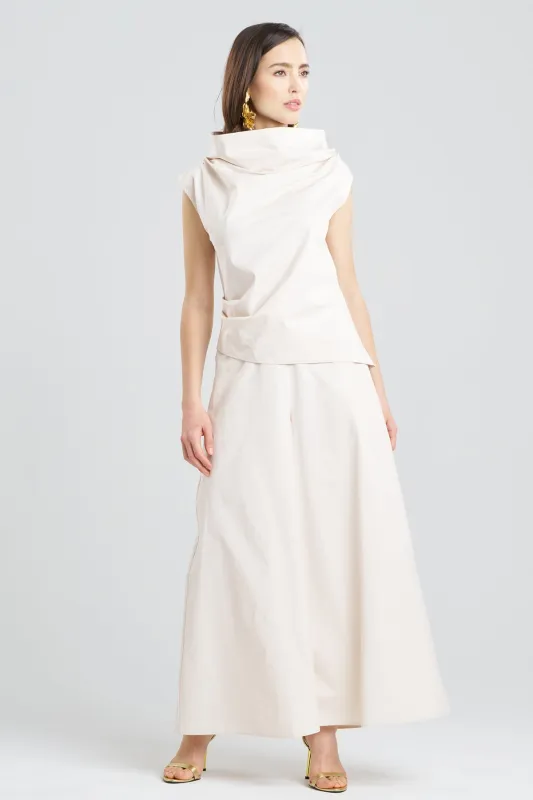 Tech Cotton Taffeta Asymmetric Funnel Neck Top sold by Natori