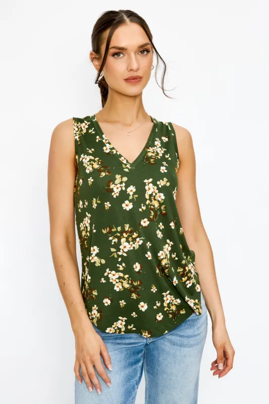 Soft Floral V-Neck Tank sold by Eclipse