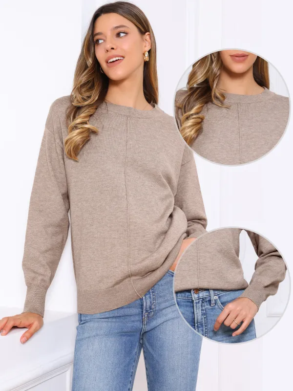 Crew Neck Knit Long Sleeve Soft Basic Pullover Sweaters sold by Allegra K