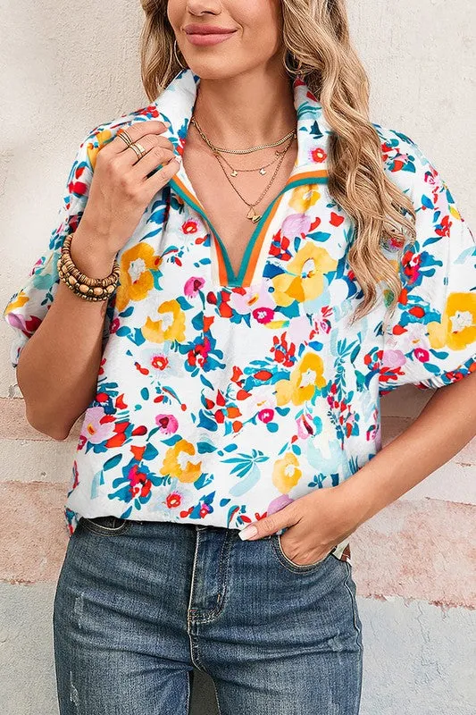Peacock Blue Floral Print Boho Pop of Color Neckli sold by Charming Charlie