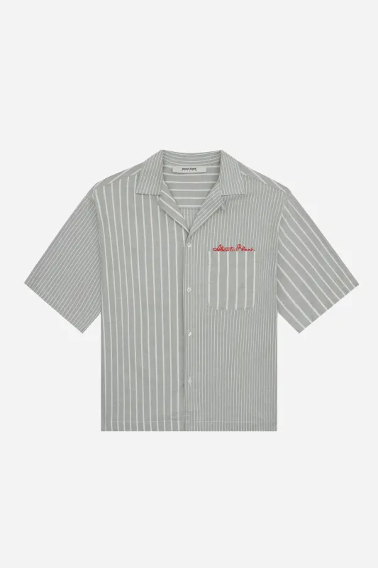 patchwork script shirt green/white sold by about:blank