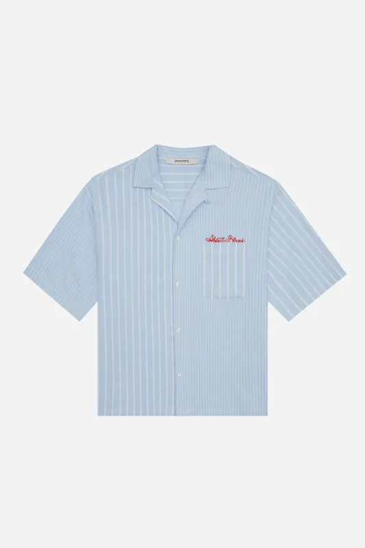 patchwork script shirt blue/white sold by about:blank
