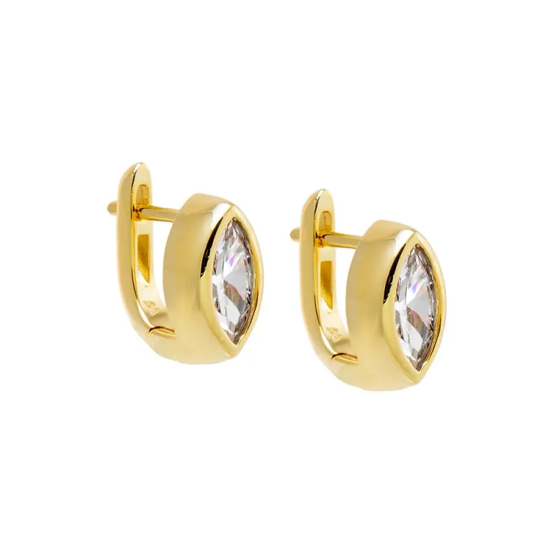 CZ Marquise Bezel Huggie Earring sold by Adina Eden's