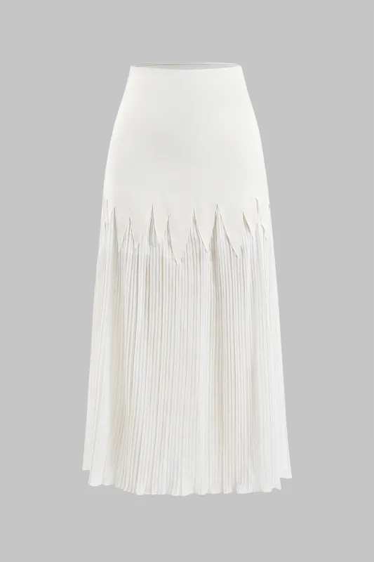 Pleated High Waist Patchwork Skirt sold by Micas