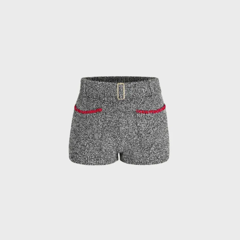 Asta Resort Cara Knitted Mini Short - Black Melange sold by Kith