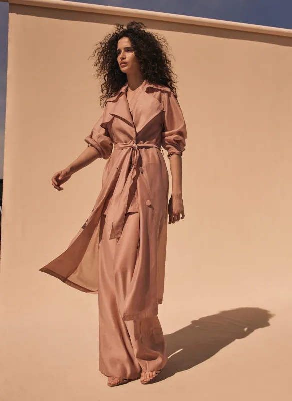 Pink Sheer Organza Trench Coat sold by Mint Velvet