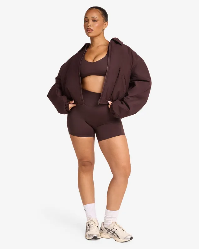 Cropped Oversized Bomber Jacket | Espresso sold by Crop Shop Boutique