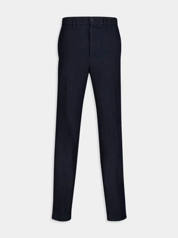 Navy Linen Trousers sold by Fashion Clinic