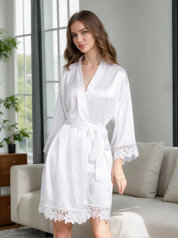 Women's Long Sleeves Short/Mini Bridal Robes with Appliques sold by Lavetir