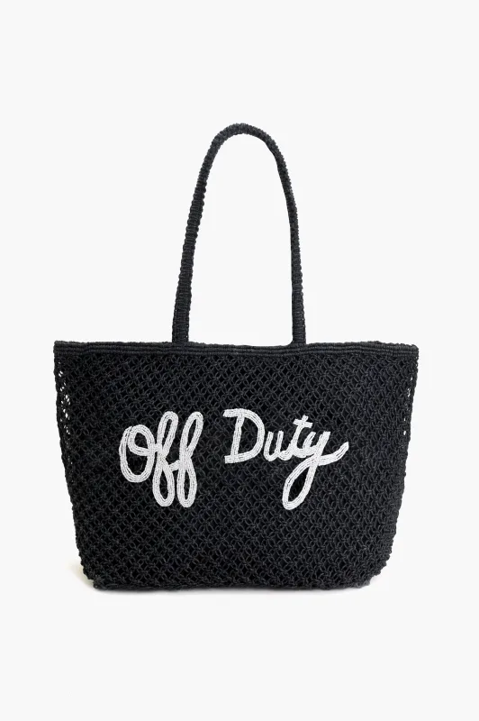 Off Duty Beaded Macrame Jute Tote sold by America & Beyond