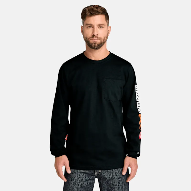 Men's Timberland PRO® Cotton Core Flame-Resistant Long-Sleeve T-Shirt in Black sold by Timberland