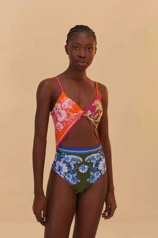 Mixed Scarves Floral Elegance One-Piece Swimsuit sold by FARM Rio