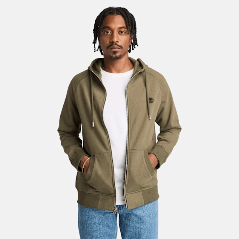 Timberland Men's Exeter River Loopback Full Zip Hoodie in Leaf Green sold by Timberland