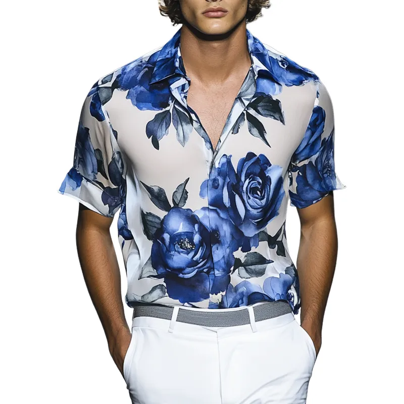 Men's Floral Hawaiian Vacation Short Sleeve Shirt MTA0671F9X sold by Manly