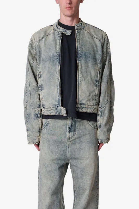 Moto Denim Jacket - Vintage Blue sold by MNML