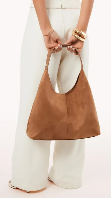 Tammy Shoulder Bag - Dark Tan Suede sold by Billy J
