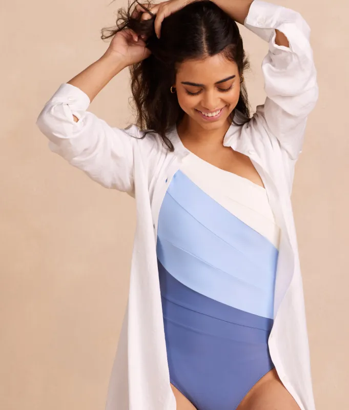 The Silky Luxe Short Effortless Shirtdress Cover-Up sold by Summersalt