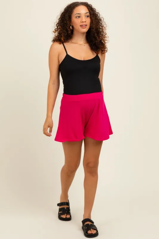Fuchsia Ribbed Maternity Lounge Shorts sold by Pinkblush