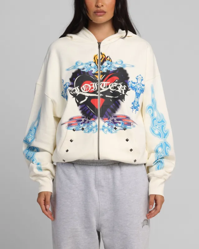 Loiter Hearts Zip Hoodie Off White sold by Culture Kings