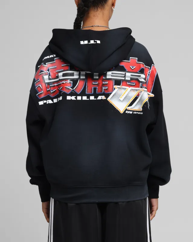 Loiter Fighter Zip Up Hoodie Washed Black sold by Culture Kings