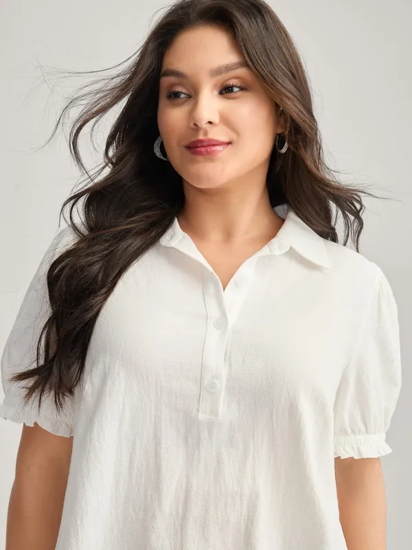 Pure Cotton Ruffled Puffy Sleeve Blouse sold by Bloomchic