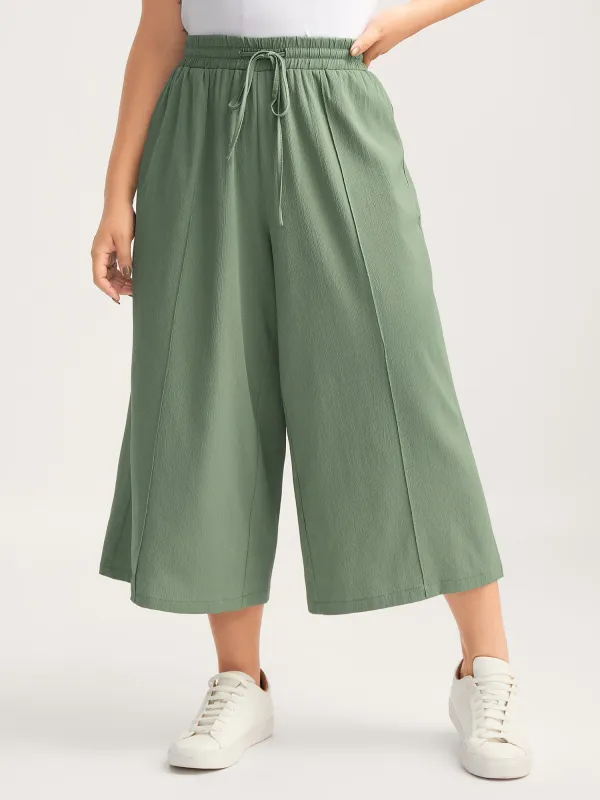 Drawstring Pin Tuck Wide-Leg Pants sold by Bloomchic