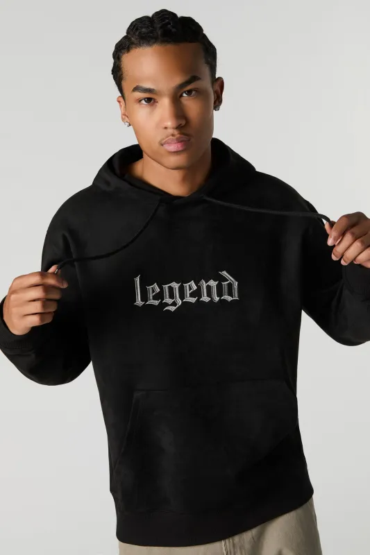 Faux Suede Embroidered Hoodie sold by Urban Planet