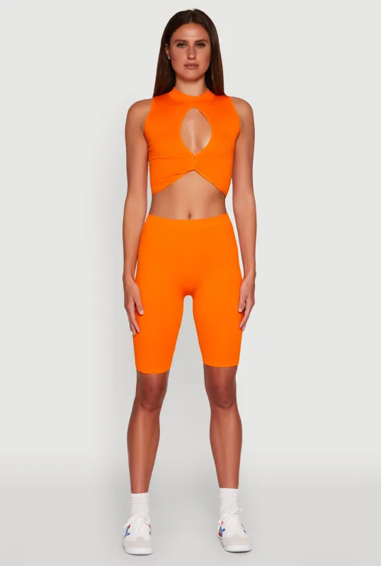 Seamless Rib Knit High Waisted Bike Shorts sold by Rainbow