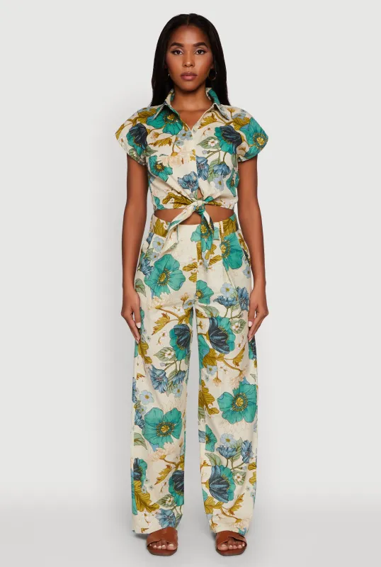 Spoon Jeans Floral Print High Waisted Dress Pants sold by Rainbow