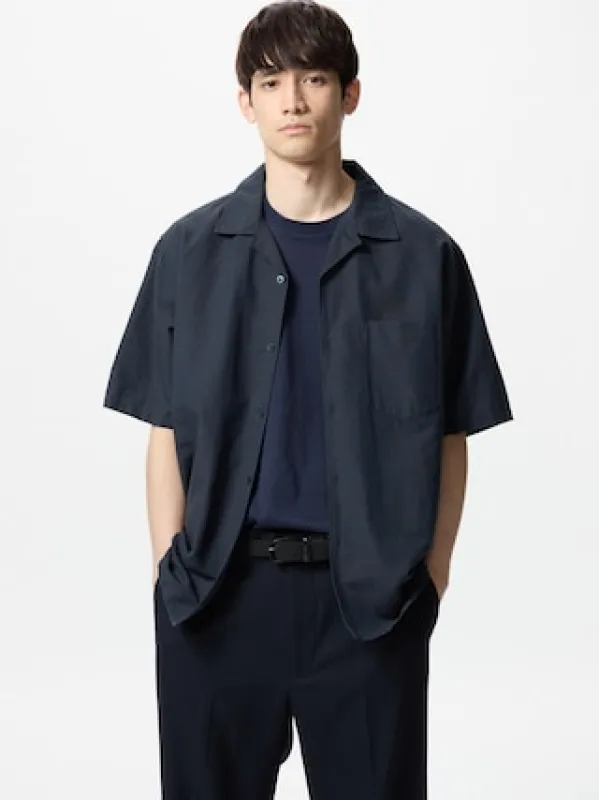 Uniqlo - Baumwolle Leinen Hemd (kurzarm) - Blau sold by Uniqlo