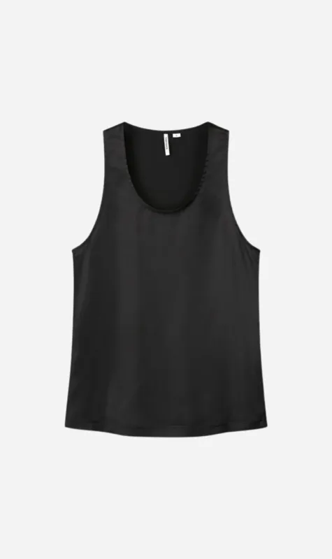 Tonywack | Tailored Satin Sleeveless Top - Black sold by Sister & Co