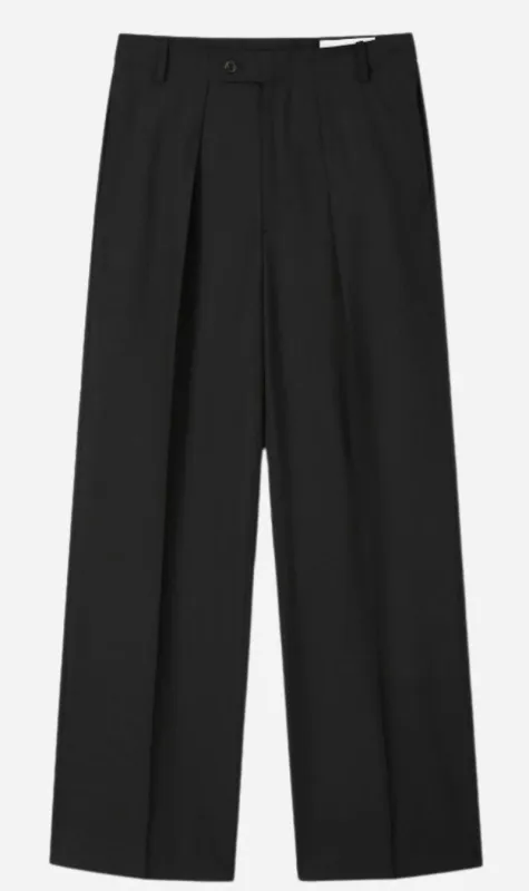 Tonywack | Light Wool Pleated Wide Trousers - Black sold by Sister & Co