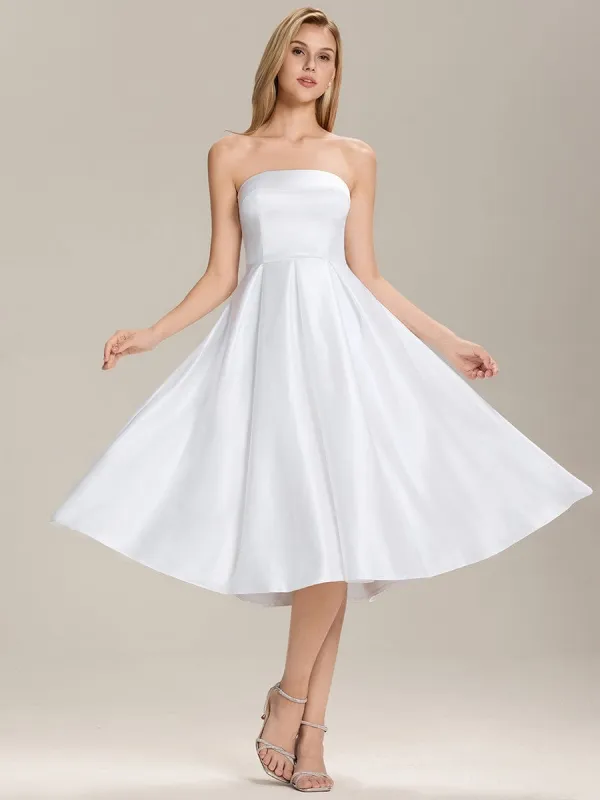 Satin Strapless A-Line Midi Dress sold by Ever Pretty