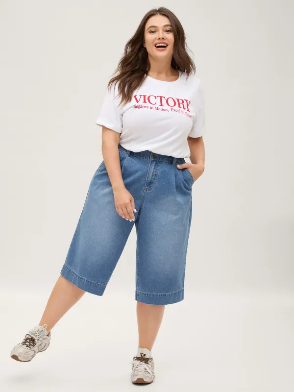 Stretchy Back-Waist Cropped Jeans sold by Bloomchic