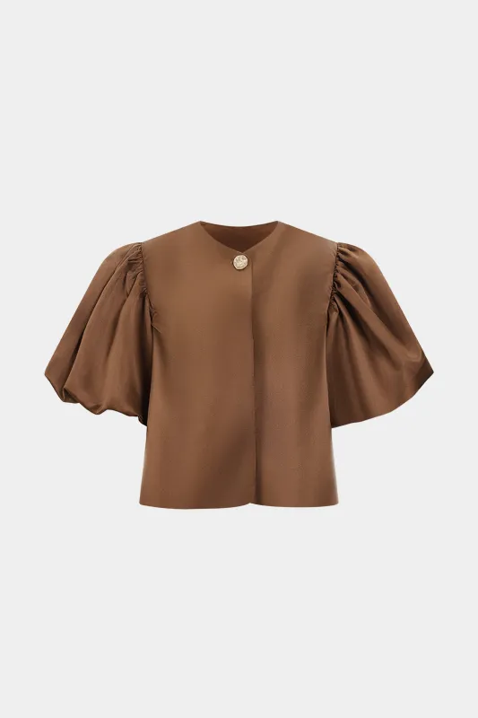 Satin Puff Sleeve Short-Sleeve Shirt sold by Micas