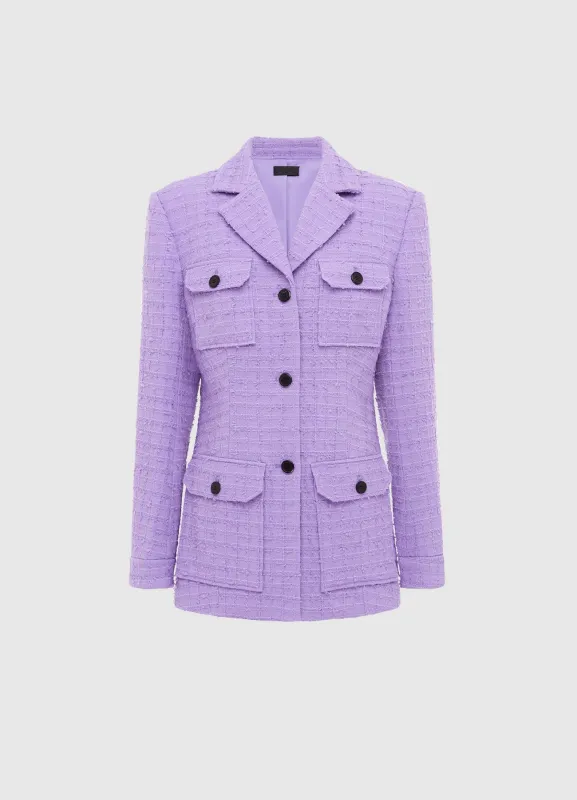 Edith Tweed Pocket Blazer - Violet sold by LEO LIN