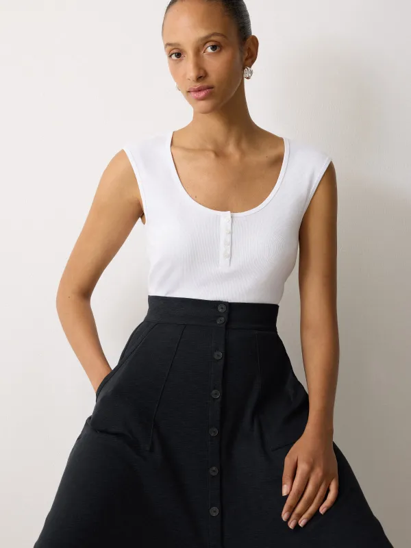 Cotton Luxe Skirt | Navy sold by Jigsaw