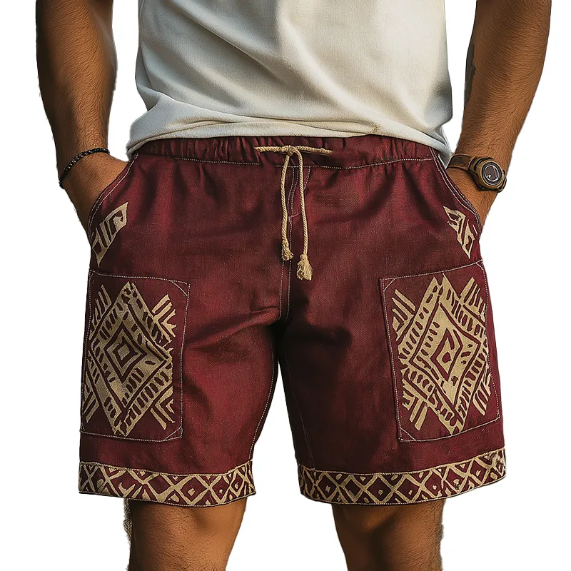 Men's Summer Fashion Simple Printed Linen Casual Shorts MTA0982F4P sold by Manly