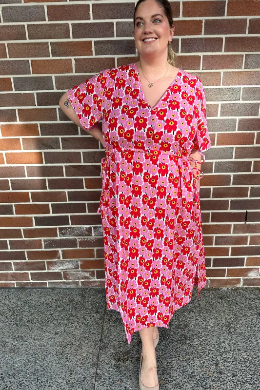 Irena Midi Dress in Poppy Tango sold by Adrift