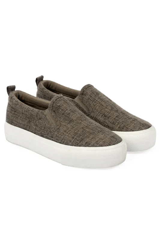 Tweed Slip-On _ 156554 _ Charcoal sold by Refinery