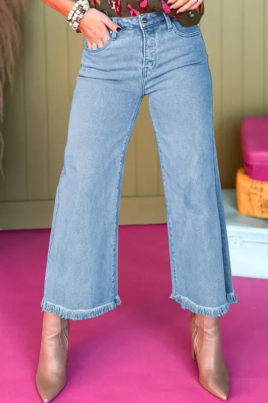 Myosotis Acid Washed High Rise Cropped Wide Leg Jeans sold by Beagle Boutique