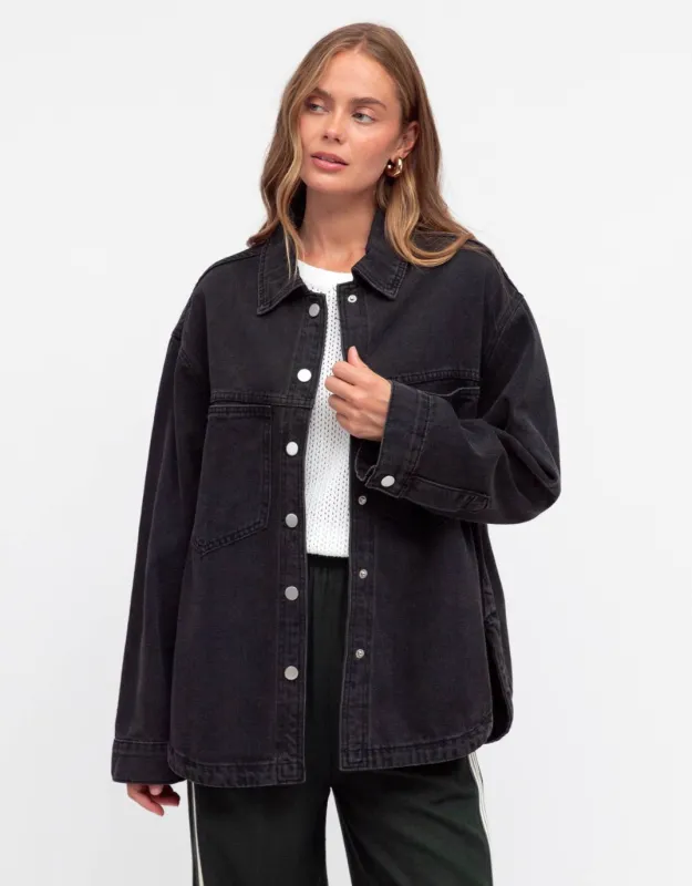 Ember Oversized Denim Jacket - Black sold by White & Co
